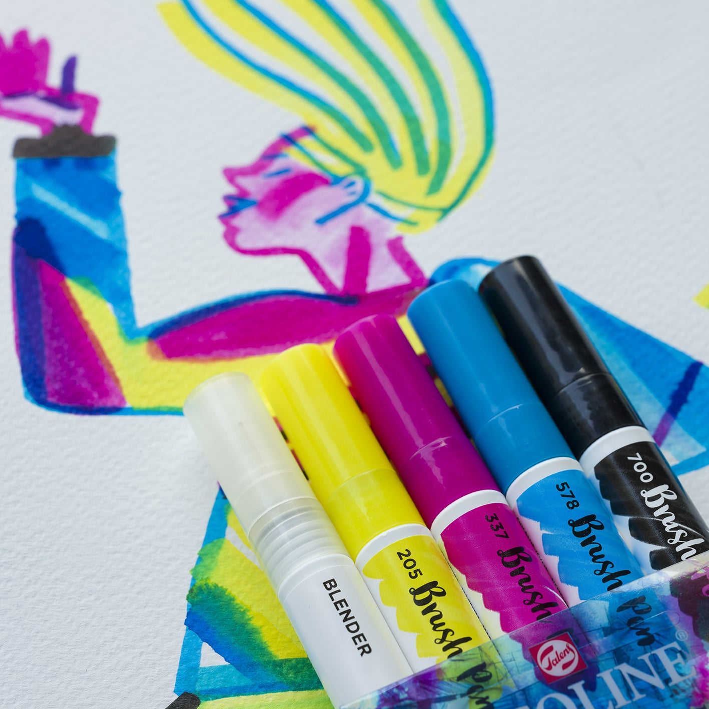 Light Gray Ecoline Brushpen Set 5pc -Primary Pens and Markers