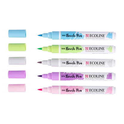 Black Ecoline Brushpen Set 5pc - Pastels, Pens and Markers