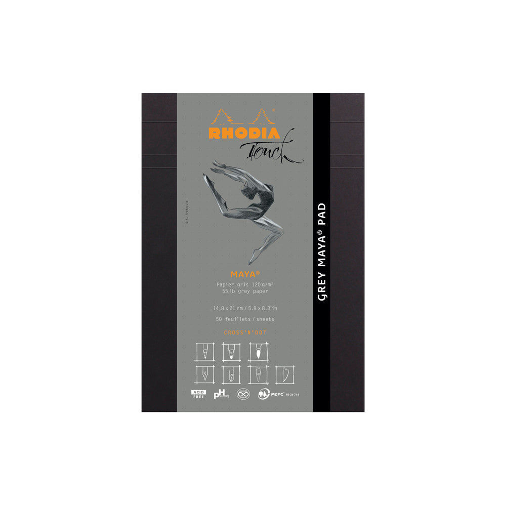 Light Slate Gray Rhodia Touch Grey Maya Pad A5 Cross 'n' Dot Ruling Pads
