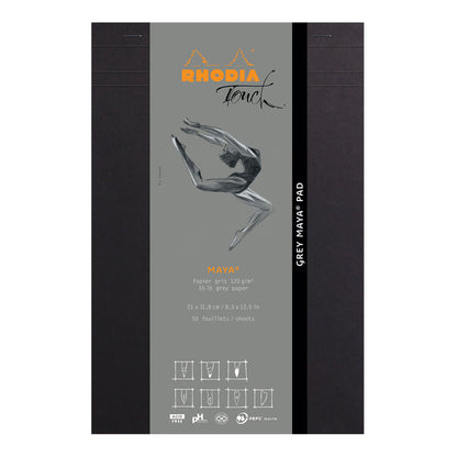 Light Slate Gray Rhodia Touch Grey Maya Pad A4+ Blank Pads