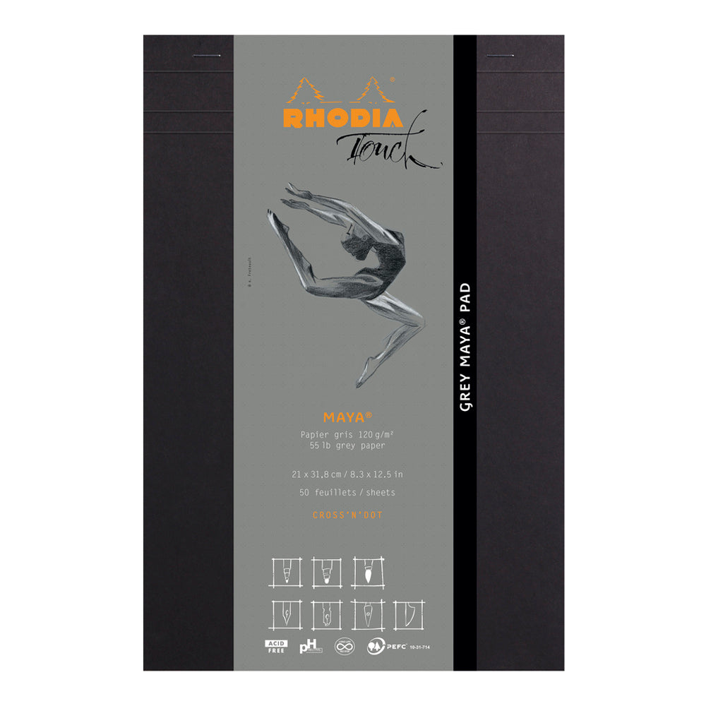 Light Slate Gray Rhodia Touch Grey Maya Pad A4+ Cross 'n' Dot Ruling Pads