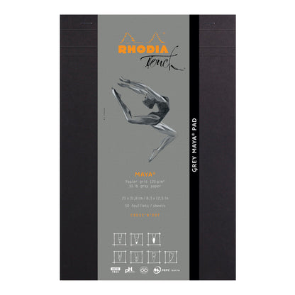 Light Slate Gray Rhodia Touch Grey Maya Pad A4+ Cross 'n' Dot Ruling Pads