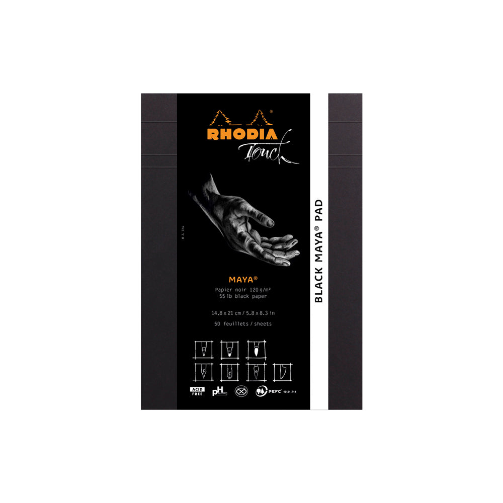 Black Rhodia Touch Black Maya Pad A5 Blank Pads