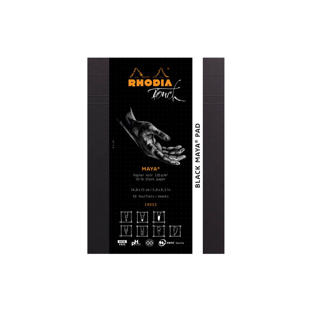 Black Rhodia Touch Black Maya Pad A5 Cross Ruling Pads
