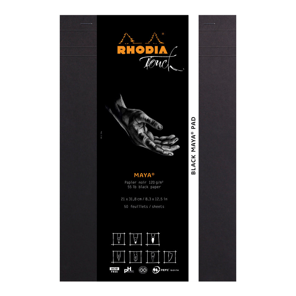 Black Rhodia Touch Black Maya Pad A4+ Blank Pads