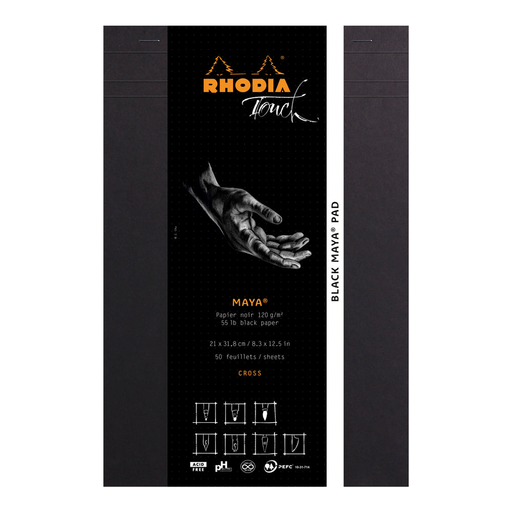 Black Rhodia Touch Black Maya Pad A4+ Cross Ruling Pads