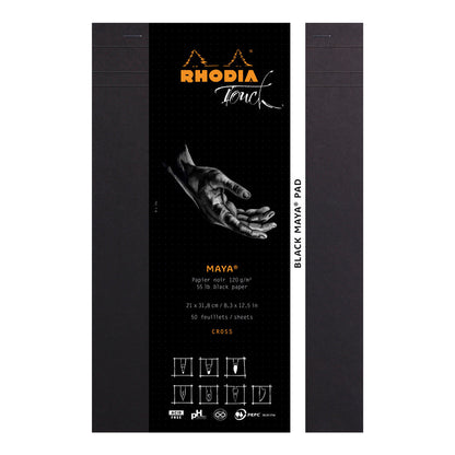 Black Rhodia Touch Black Maya Pad A4+ Cross Ruling Pads