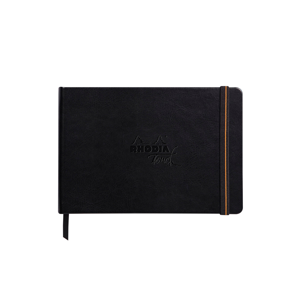 Black Rhodia Touch Carbon Book Hardcover A5 Landscape Blank Pads
