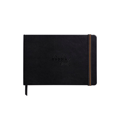 Black Rhodia Touch Carbon Book Hardcover A5 Landscape Blank Pads