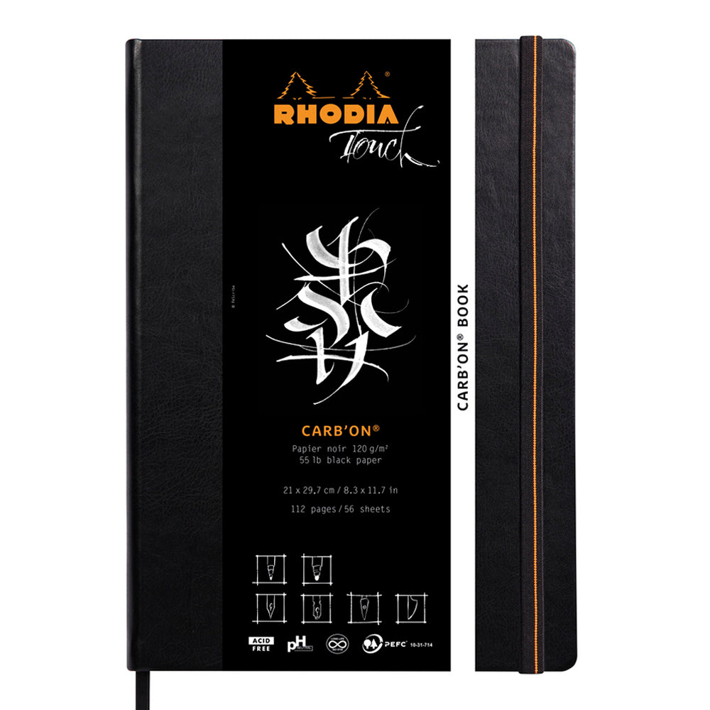 Black Rhodia Touch Carbon Book Hardcover A4 Portrait Blank Pads