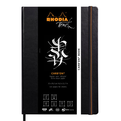 Black Rhodia Touch Carbon Book Hardcover A4 Portrait Blank Pads