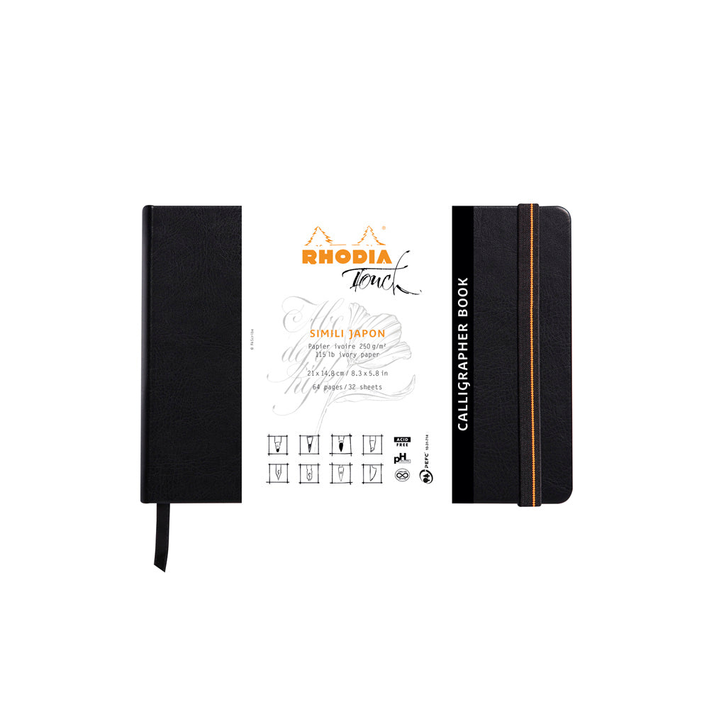 White Smoke Rhodia Touch Calligrapher Book Hardcover A5 Landscape Blank Pads
