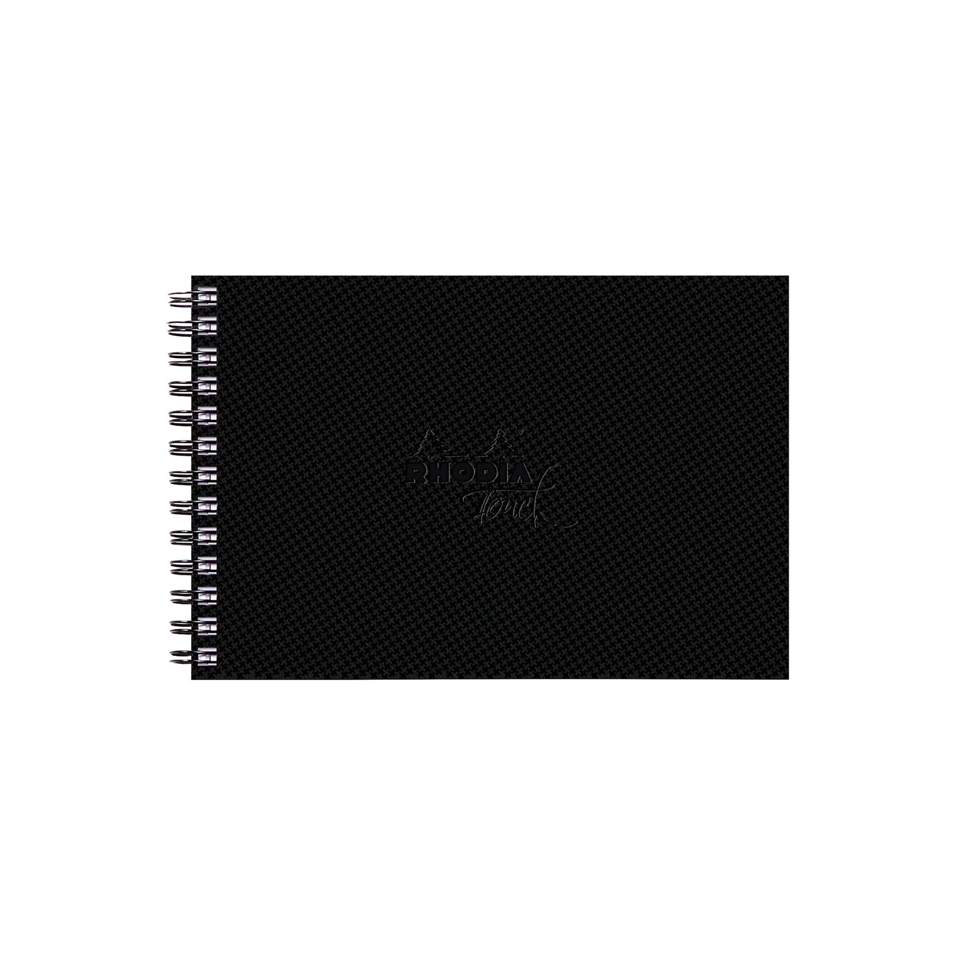 Black Rhodia Touch Wirebound Watercolour Book (Hot Pressed Paper) A5 Landscape Pads