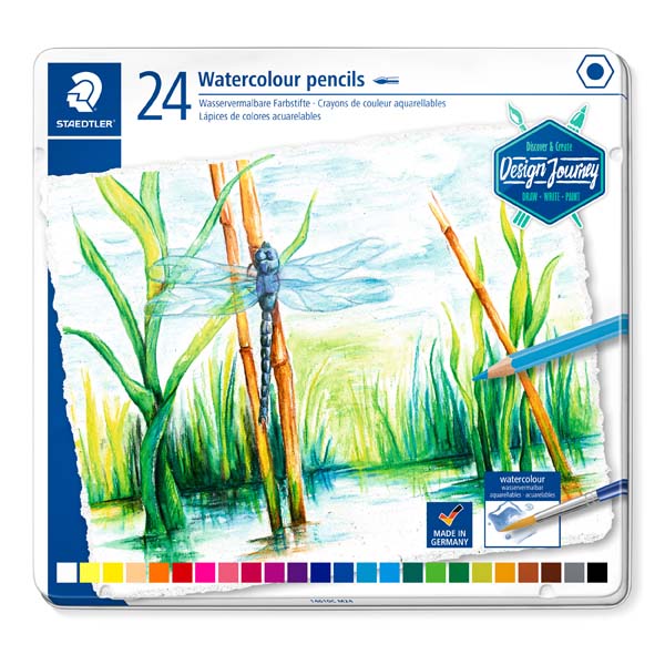White Smoke Staedtler Design Journey Watercolour Pencils, Assorted Colours, 24Pk Pencils