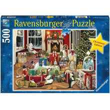 Ravensburger 500-piece Christmas jigsaw puzzle box with illustrated holiday scene