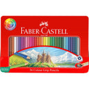 Red Faber Castell Grip Colour Pencils, Assorted Colours - Tin of 36 Kids Pencils