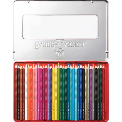 White Smoke Faber Castell Grip Colour Pencils, Assorted Colours - Tin of 36 Kids Pencils