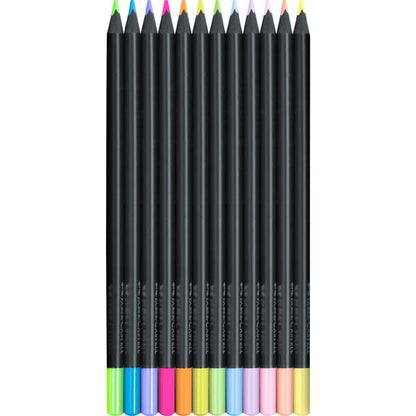 Dark Slate Gray Faber Castell Black Edition Colour Pencils, Pastel & Neon Colours - 12 Pack Kids Markers