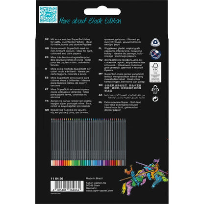 Black Faber-Castell Black Edition coloured Pencils Tin, 36Pk Pencils