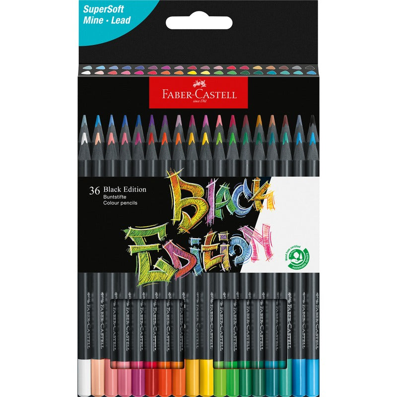 Black Faber-Castell Black Edition coloured Pencils Tin, 36Pk Pencils