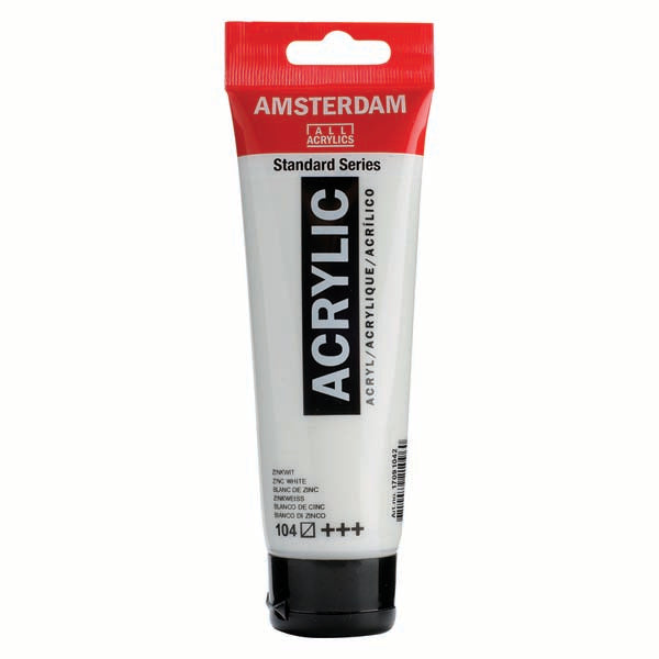White Smoke Amsterdam Acrylic Paint, 120ml - 104 - Zinc White Acrylic Paints