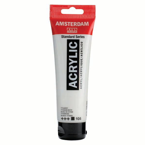 White Smoke Amsterdam Acrylic Paint, 120ml - 105 - Titanium White Acrylic Paints