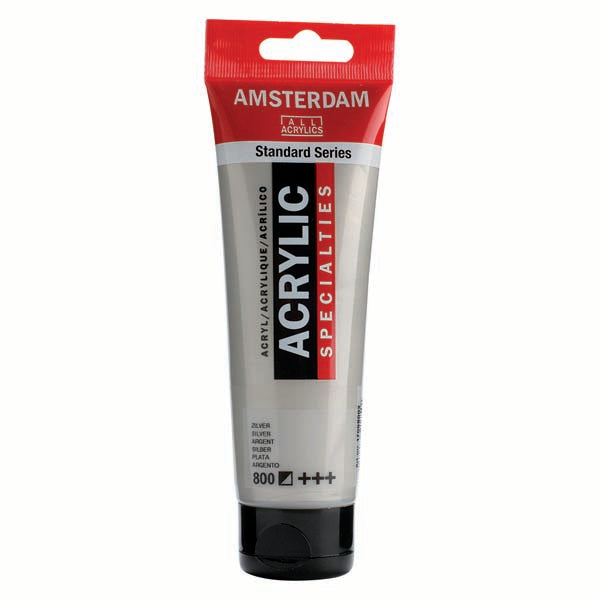 White Smoke Amsterdam Acrylic Paint, 120ml - 800 - Silver Acrylic Paints