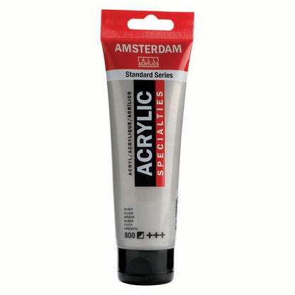 White Smoke Amsterdam Acrylic Paint, 120ml - 800 - Silver Acrylic Paints