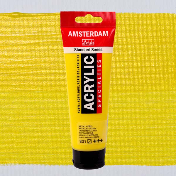 Gold Amsterdam Acrylic Paint, 120ml - 831 - Metallic Yellow Acrylic Paints
