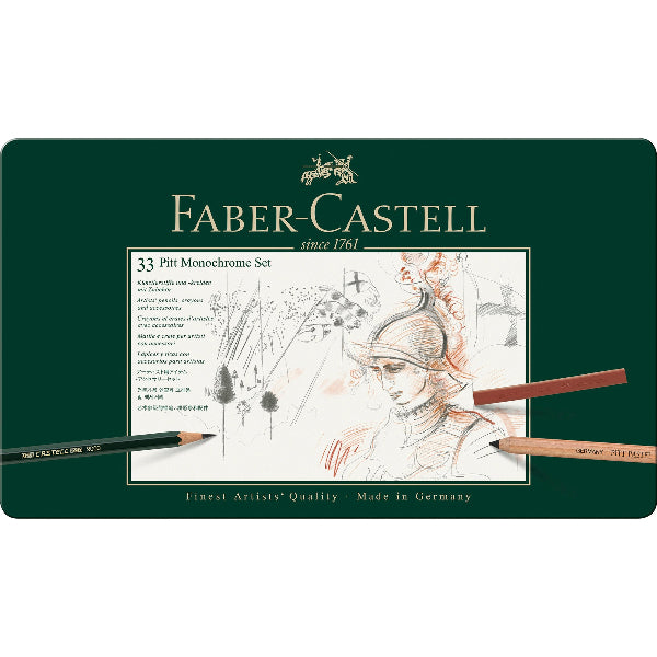 Dark Slate Gray Faber-Castell Pitt Mixed Media Set, Monochrome, 33Pcs Pencils