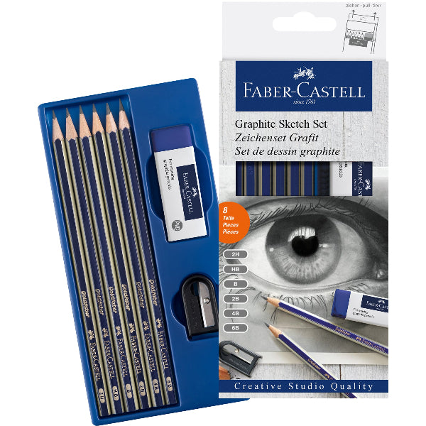 White Smoke Faber-Castell Mixed Media Sketch Set, 8Pcs Pencils