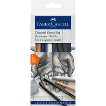 Light Gray Faber-Castell Studio Mixed Media Charcoal Sketch, 7Pcs Pencils