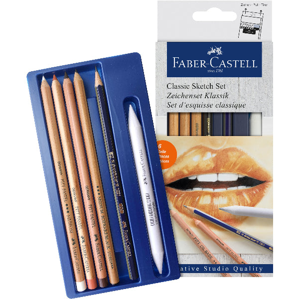 White Smoke Faber-Castell Mixed Media Classic Sketch Set, 6Pcs Pencils