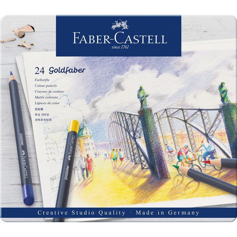 Lavender Faber-Castell Goldfaber Permanent Colour Pencil Tin, Assorted Colours, 24Pk Pencils