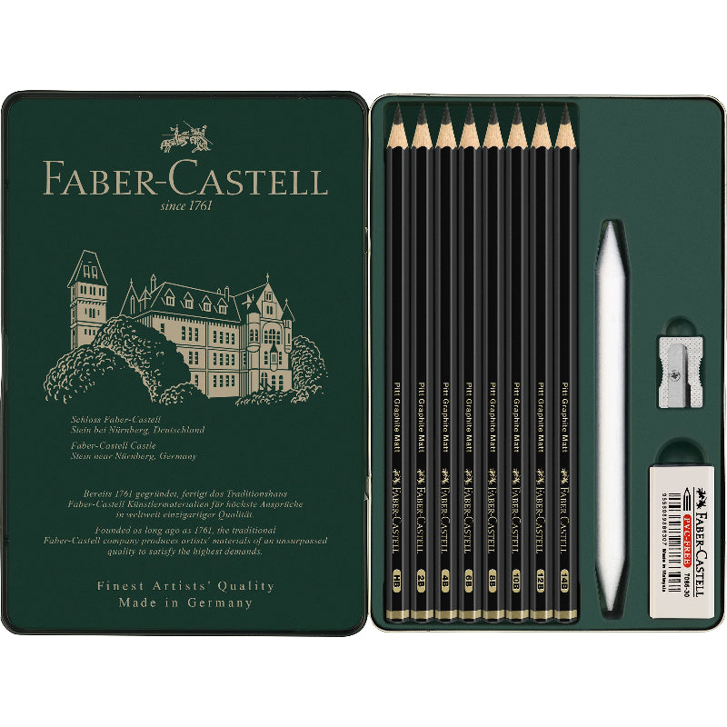 Dark Slate Gray Faber-Castell Pitt Graphite Matt Tin, 11Pk Pencils