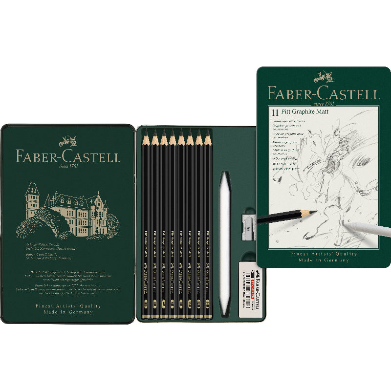 White Smoke Faber-Castell Pitt Graphite Matt Tin, 11Pk Pencils
