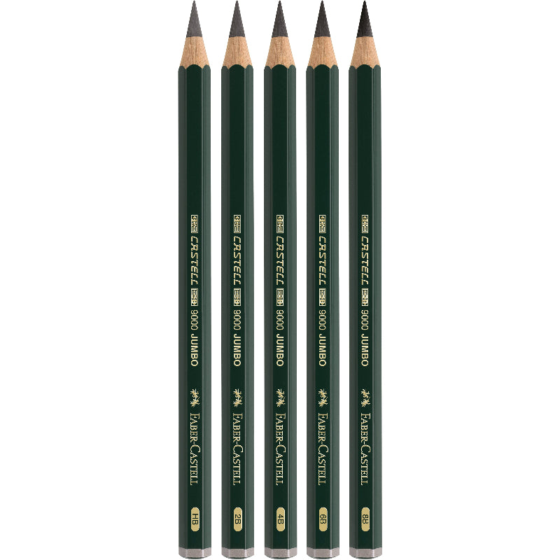 Dark Slate Gray Faber-Castell 9000 Jumbo Graphite Pencil, Assorted, 5Pk Pencils