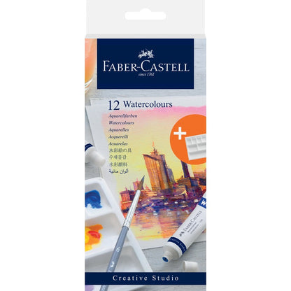 Midnight Blue Faber-Castell Watercolour Paint Set, Assorted Colours,  9ml x 12 Watercolour Paints