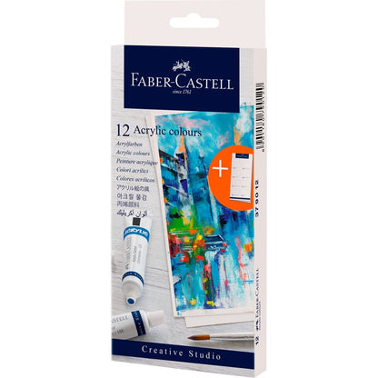 Gray Faber-Castell Acrylic Paint Set, Assorted Colours,  9ml x 12 Acrylic Paints