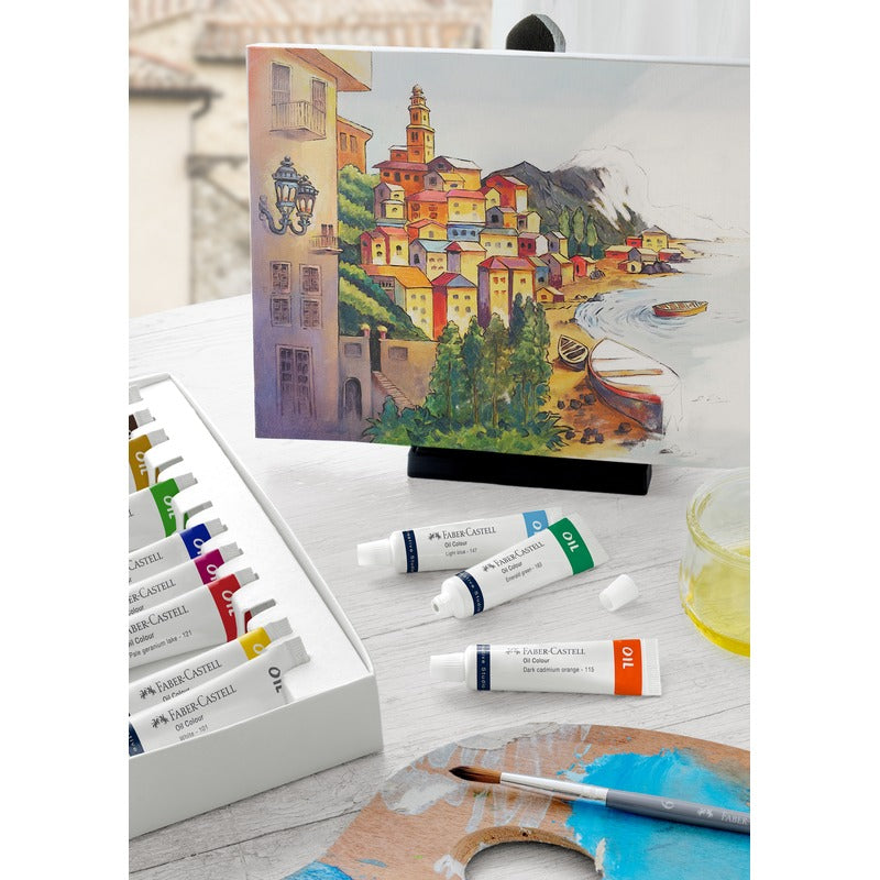 Light Gray Faber-Castell Oil Paint Set, Assorted Colours,  9ml x 12 Oil Paints