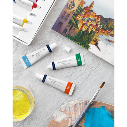 Light Gray Faber-Castell Oil Paint Set, Assorted Colours,  9ml x 12 Oil Paints
