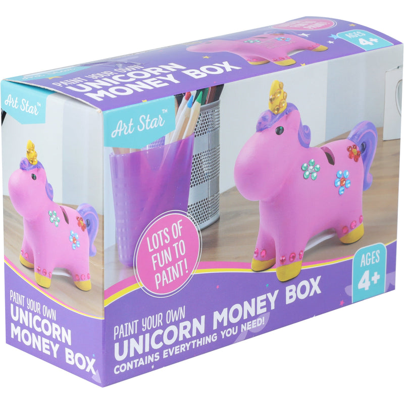 Dark Gray Art Star Paint Your Own Unicorn Money Box Kit