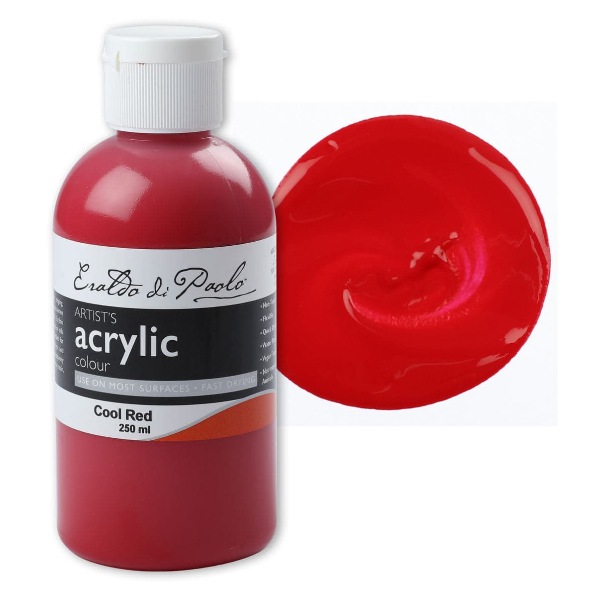 White Smoke Eraldo di Paolo Acrylic Paint, Cool Red, 250ml Acrylic Paints