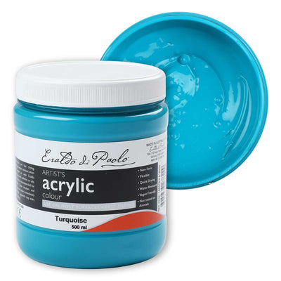 White Smoke Eraldo di Paolo Acrylic Paint, Turquoise, 500ml Acrylic Paints