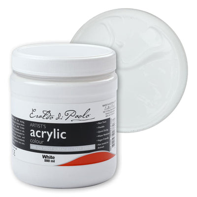 White Smoke Eraldo di Paolo Acrylic Paint, White, 500ml Acrylic Paints