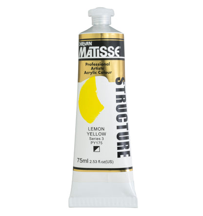 White Smoke Derivan Matisse Structure Acrylic Paint, S3, 75ml, Lemon Yellow Acrylic Paints