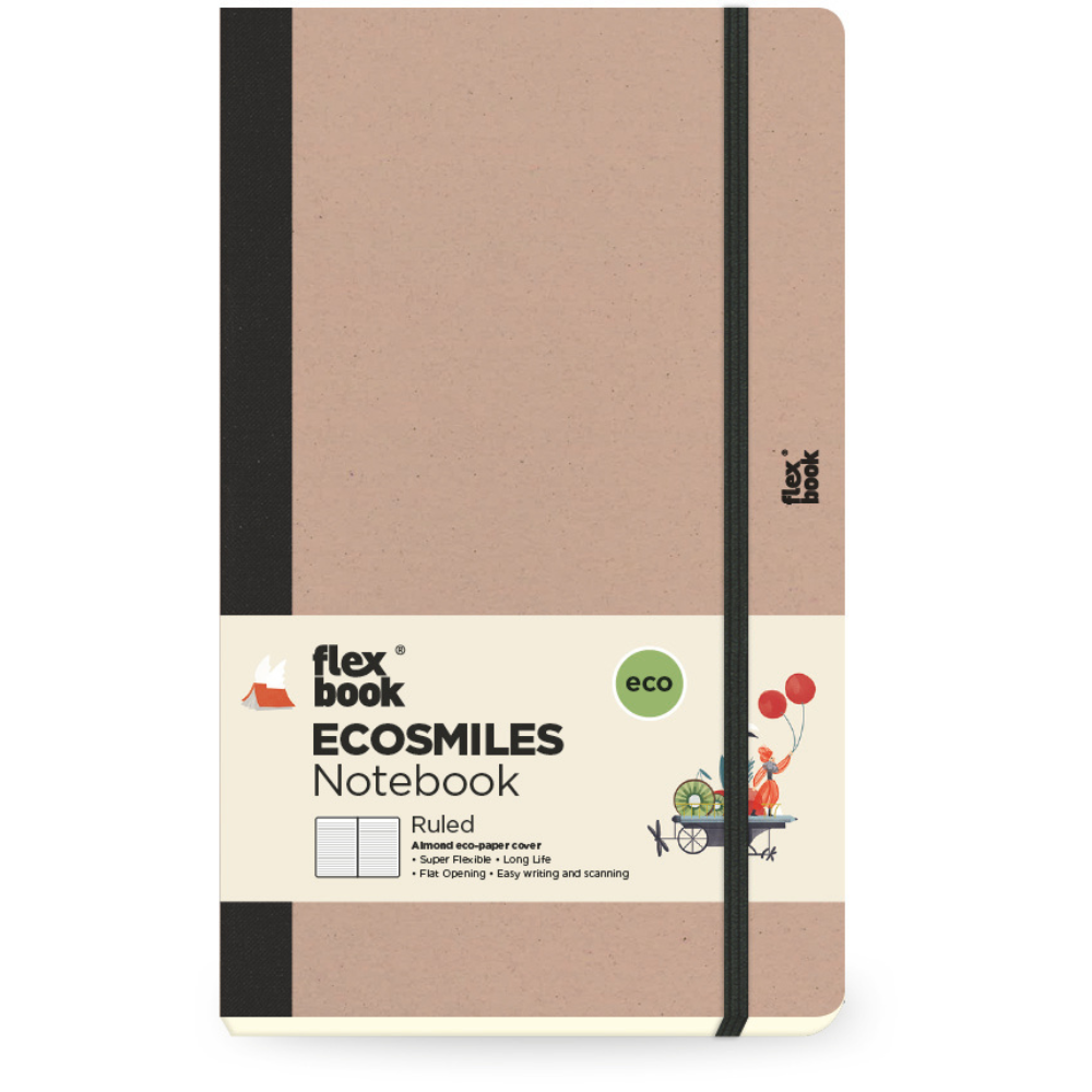 Tan Flexbook  Large (13x21cm) Ecosmiles Notebook Ruled  100gsm 192 pages - Almond Pads