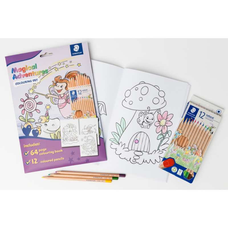 Lavender Staedtler Magical Adventures Colouring Book with Pencils Kids Colouring Books