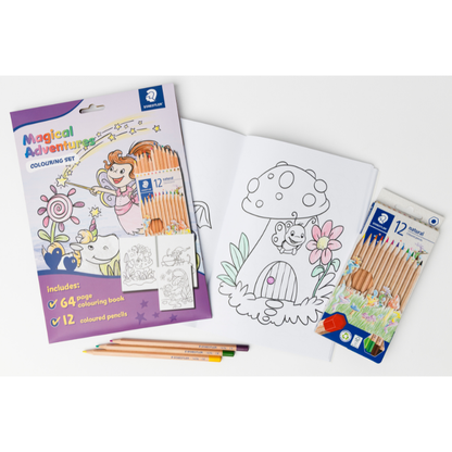 Lavender Staedtler Magical Adventures Colouring Book with Pencils Kids Colouring Books