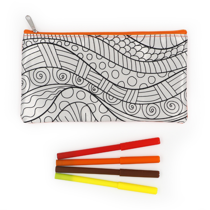 White Smoke Colour Me DIY Pencil Case Indigenous 1Pc with Markers Kids Craft Kits